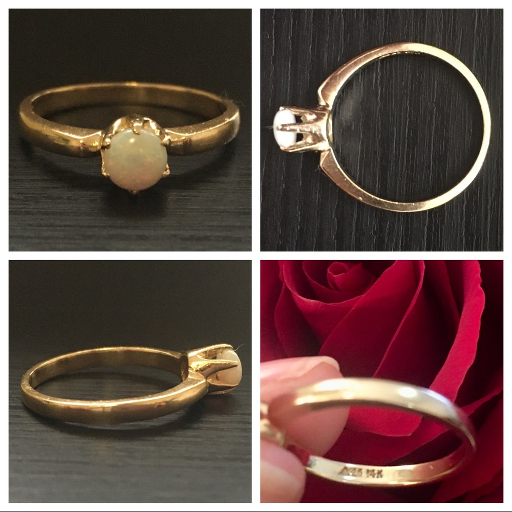 💍14K Yellow Gold & Australian Opal Ring